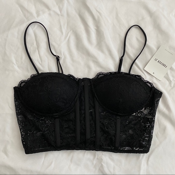 NWT Forever 21 floral lace cami bralette - black - size S - Picture 3 of 5